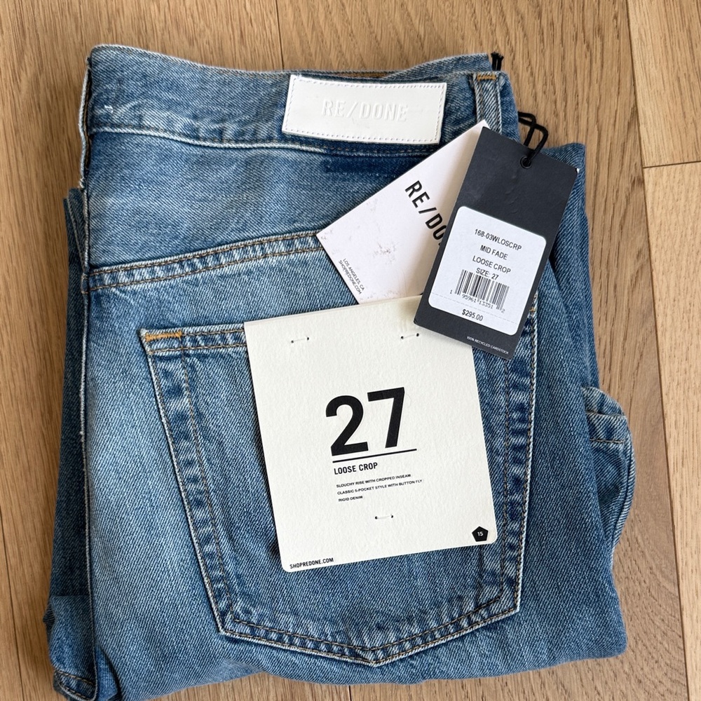 RE/DONE :LOOSE CROP JEANS | MID FADE WASH